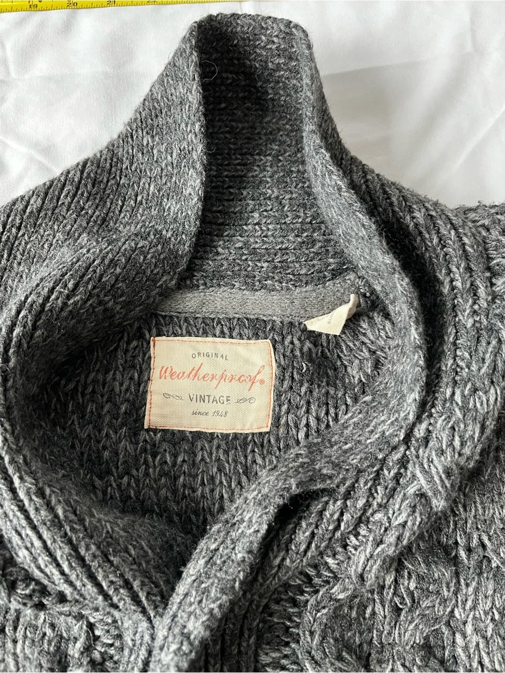 Weatherproof Men's Charcoal Cable-Knit Shawl Collar Cardigan